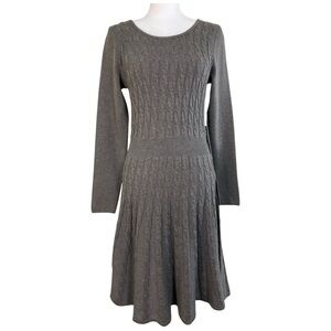 NWT Eliza J Cable Knit Sweater Dress Fit &‎ Flare Medium Gray Size S